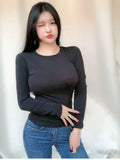 Thin Tshirt Women Korean Style Slim Sexy High Elasticity T-Shirt Clothes Womens Tee Shirt