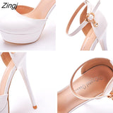 cm waterproof platform high-heeled shoes with thin heels and round heads white high-heeled wedding shoes trade plus