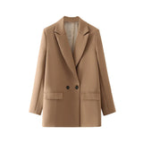 New Pure Color Double-Breasted Loose Casual Suit Jacket In