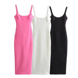 New Spring Style Solid Color Medium And Long Version Suspender Dress