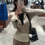Solid Color Fake Two Pieces Long Sleeve TeeOutfit