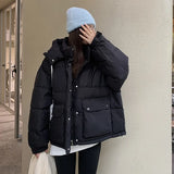 This Year Popular Down Cotton Suit Female Winter Korean Version Hooded Overalls 2024 Ins Harbor Wind Thick Padded Coat Tide-Outfit