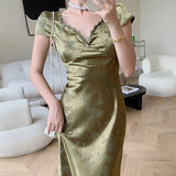 New Summer Elegant Women Bodycon Bandge Midi Dress Vestidos Female Vintage Slim