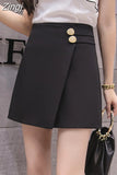 Women Solid Button Simple Summer Chiffon Lightweight Office Lady Mini Skirt All-match Slim Korean Style Fashion