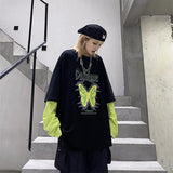 Men Autumn Oversized T-Shirt Mens Harajuku Tshirt Streetwear Dark Academia Hip Hop Alt Long Sleeved T Shirts Males