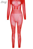 Women Autumn 2023 New Y2K Solid High Street Sexy&Club Slightly Transparent Holes Decoration Long Sleeve Skinny
