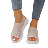 Zingj Weaving Sandals Women's 23 Summer New Large-Size Fashionable Fishmouth Mesh Sports Sandals Thick-Soled