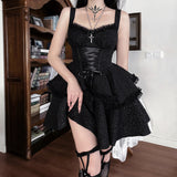 Summer 2023 New Style Short Skirt Slim Temperament Pure Black Sling Pure Desire Dress