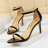 Zingj Fashion Simple Open-Toe With High Heels Patent Leather Sexy