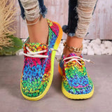 New Large-Size Lace With Color Low-Top Single Shoes Female National Style Graffiti Lazy Man Canvas Flat