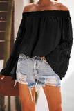 Off Shoulder Blouse Women Fashion Solid Color Long Sleeve Plus Size Casual Sexy Shirts Female Chiffon Tops And