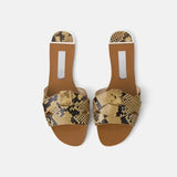ZARZ Women Flat Sandals Summer 2022 New Fashion Golden Round Toe Bow Sexy Outer Wear Sandals And Slippers Women Beach Luxury