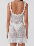 Sexy Women V-neck Dress Sleeveless Backless Lace Floral Slim Fit Summer Mini Dress for Club Party Female Vestido