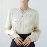 Chinese Style Collar Shirt Women's Dress 2025 Light National Style Flowering And Set Of Squints On The Horse Face