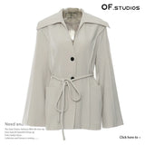 New Navy Tie Rope Belts Loose-Fitting Version Of The Suit Coat Blouse Woman