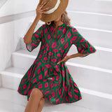 Zingj Women's Hot Style Dress 2023 Summer Loose V-Neck Casual Short Dress Women's