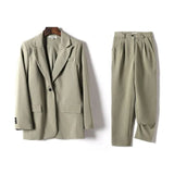 Women Blazer And Guard Pants Sets Two Pieces OL Single Breasted Jacket Formal Suit Pleated Trousers Spring Autumn