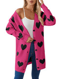 New Valentine's Day Love Knitted Cardigan V-Neck Button Long Coat Sweater