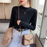 Zingj Version Of The New Autumn And Winter High Elastic Soft Waxy Bottom Shirt Women's Half Turtleneck Sweater Roll Edge Cover With A Thin