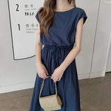 Literary Dress for Women Round Neck Mid-length A-line Cotton and Linen Large Size Dresses Party