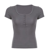 Zingj Spring 2023 New Hot Girl Wind Pure Color Simple Door Single Row Short Sleeve T-Shirt Jacket