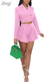 Piece Women Sets New Arrival Autumn Winter Matching Sets Blazers Coat Two Pieces Sets Top Shorts Suits Outfits