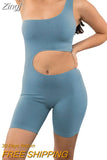 Women Sexy Hollow Out Yoga Romper Y2K Casual Cutout Front Sleeveless Bodysuit Jumpsuits Biker Clubwear One Piece