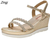 Mujer 2023 Sandals Platform Women Ankle Strap Shoes Women Fashion High Heels Wedges Dress Party Shoes Open Toe