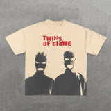War Girl Graphic Print T-Shirt Y2K Vintage Loose-Sleeved Round-Collar Cotton Top Gothic Street Men's Wear 211-1-Outfit