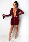 Ribbed Bodycon Dresses Stripe Low-Cut Hollow Out Long Flared Sleeve Club Partywear Fashionable Lace Up Fall