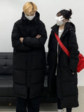 In The Play Add Thick Down Jacket Female Long Style Add Thick Hooded Over The Knee College Wind Silver Ion Students Lovers Coat-Outfit