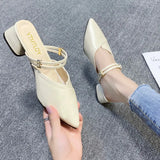 And Cool Slippers Women's Summer 2025 Bag Head Half Slippers Korean Version Of The Inside And Outside Two High And Women's Shoes