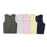 2024 New Street Style Simple And Slim Short Knitted Vest
