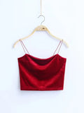 Spaghetti Straps Tank Top Velvet Short Crop Top 7 Colors Sexy Boob Tube Top Bustier Brief Vest T-shirts