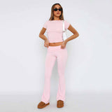 New Casual Wind Low-Rise Horn Pants Fashion Thin Solid Pants Set