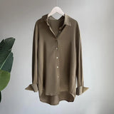 Silk Blouse for Women Retro Clothes Tunic for Women Chemise Oversize Femme Office Clothes Spring 2023 White Satin