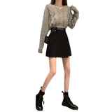 Zingj Autumn 2024 New Set For Women's Two-Piece Loose Knit Top A-Line Skirt Skirt Set Student Suit-Outfit