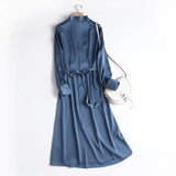 New Long Dress Korean Version Of Women's Elegant Simple Style V-Neck High-Waist