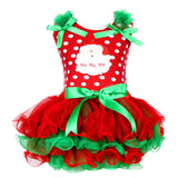 Dot Baby Girl Christmas Santa Dress Cartoon Snowman Print Tutu Red Long Sleeves Toddler Xmas Party Dress New Year