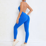 Zingj Neck Type Big Back Yoga Jumpsuit Pleated Pocket Peach Hip Tight Sports Fitness Jumpsuit Woman-Outfit