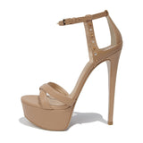 Lady Large-Size Waterproof Table Rivets Ultra-High Heel Sandals