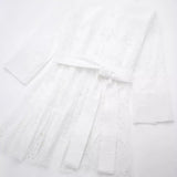 Spring Style Hollowed-Out Embroidery With Long Belt Midi Dress