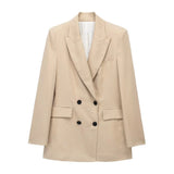 New Women's Double-Breasted Suit Jacket Straight Trousers 8194394