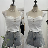 Shooting Net Red Pure Lust Folding Net Yarn Splicing Sling Sling Vest Bratie Short Sleeveless Top