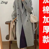 Style Wool Women Thicker Retro Wide-waisted Minimalist Chic Autumn Basic New Lady Outerwear All-match Pure Ulzzang