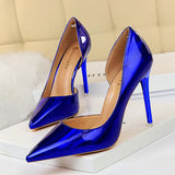 Zingj Metallic High Heels With High Heels Shallow Pointed Side Hollow Out Sexy Nightclub Women's Singles