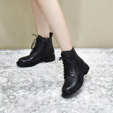 Zingj Leather Boots Martin Boots 2023 Winter Wharf Cowhide Comfortable Flat-Soled Short Boots Black Cotton