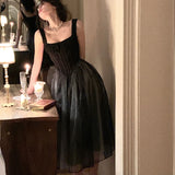 Women Summer Midi Dress Spaghetti Strap Sexy A Line Elegant Party Slim One Piece Clothes