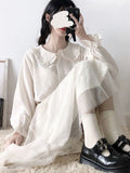 Button Up Shirt Women Lolita Blouse Ladies Doll Collar Long Sleeve Japanese Soft Girl Loose Jk Autumn Chemise