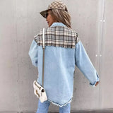 Zingj / Summer 2024 Wish New Denim Patchwork Plaid Jacket Baggy Top